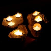 Carved Sandstone Candle Holders
